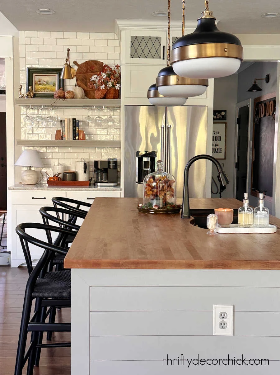 long island with butcher block counter